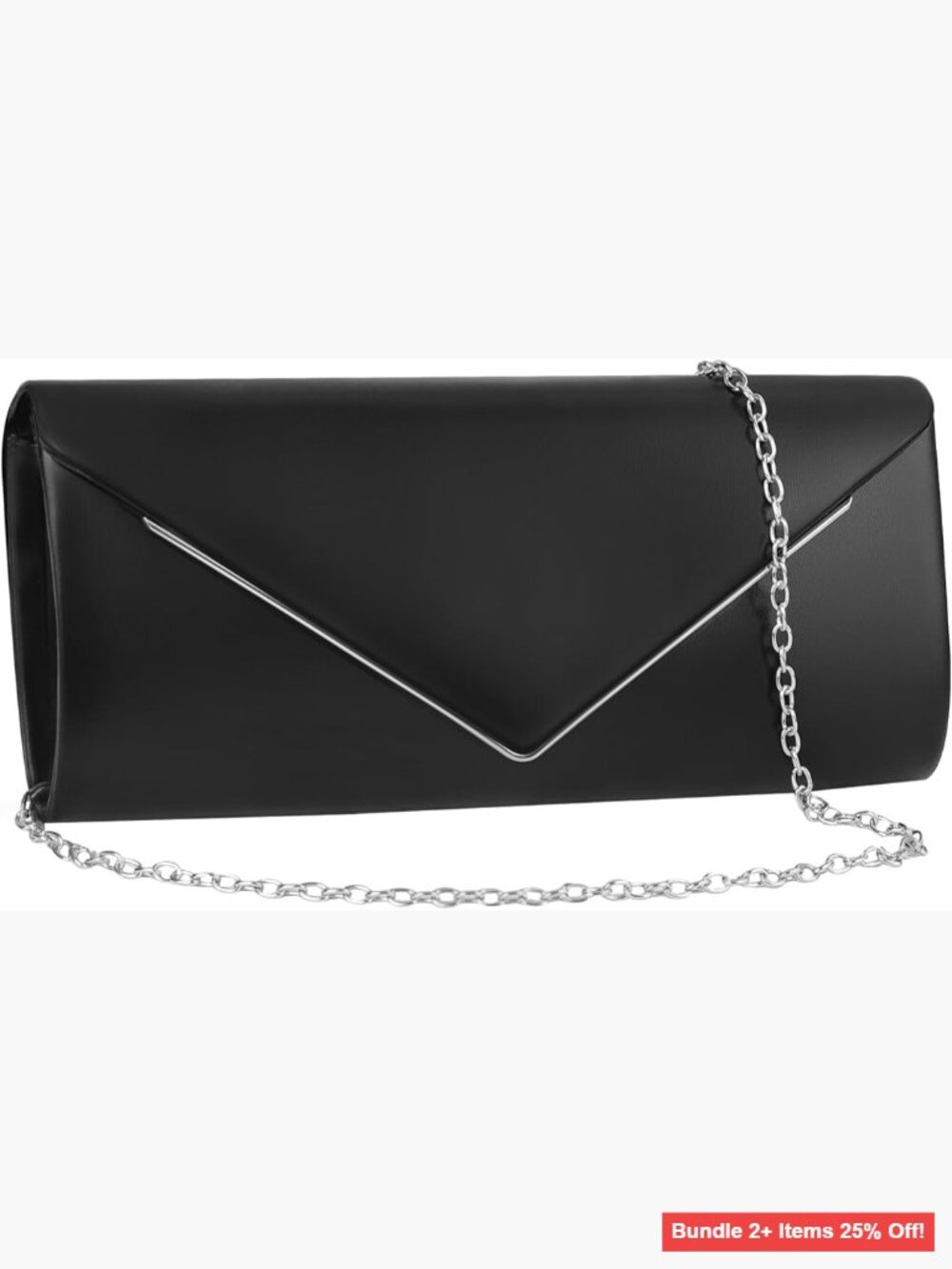 Sparkling Envelope Clutch with Detachable Chain, Vegan Leather Evening Bag